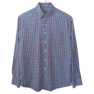 PETER MILLAR | Summer Comfort Performance Sport Blue Pink Button Down Shirt L